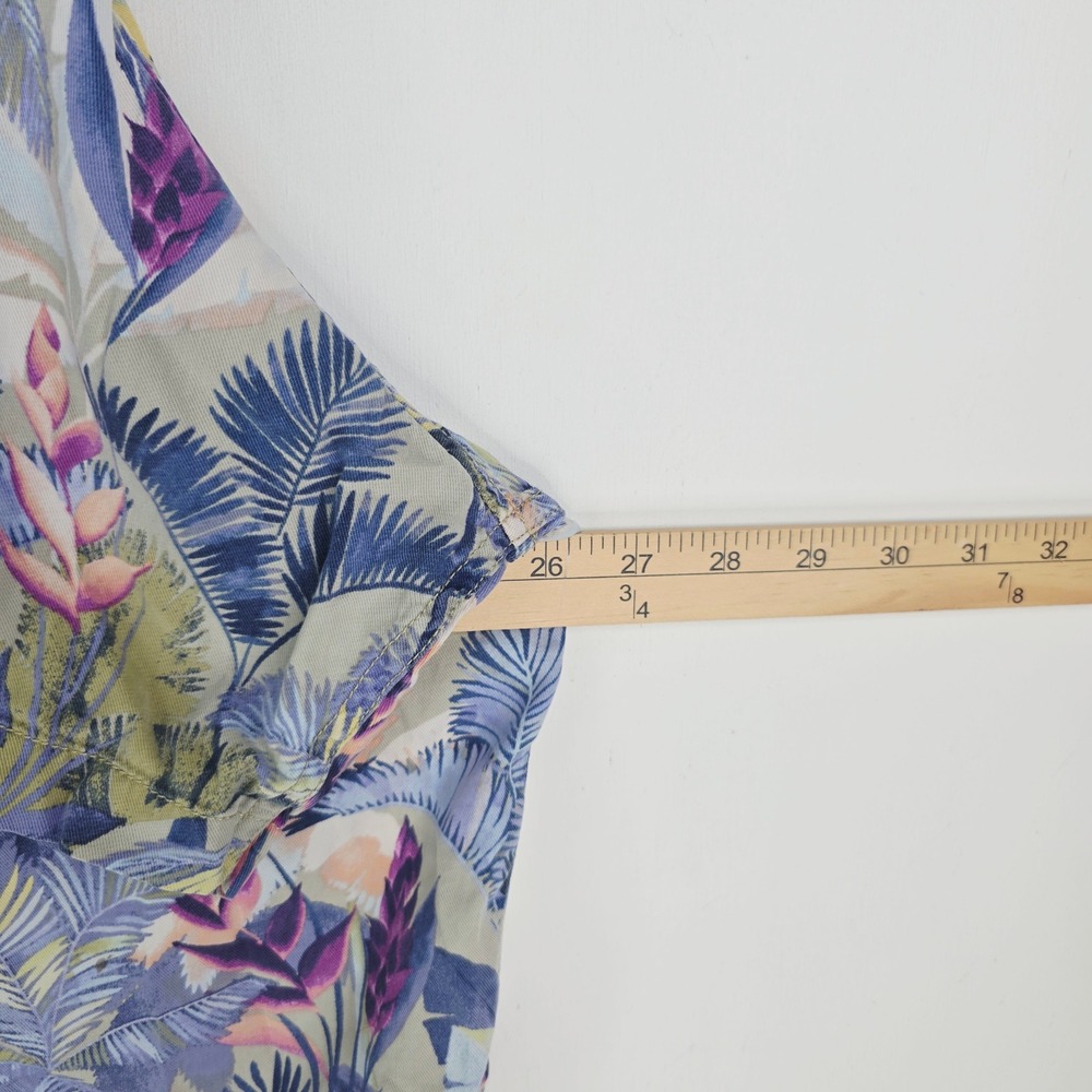 Tommy Bahama Mens XXL Tropical Floral Palm Print Tencel Cotton Shirt Blue Purple - Picture 5 of 9